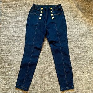 J. McLaughlin Hastings Jeans Black High Rise Skinny Pants Buttons